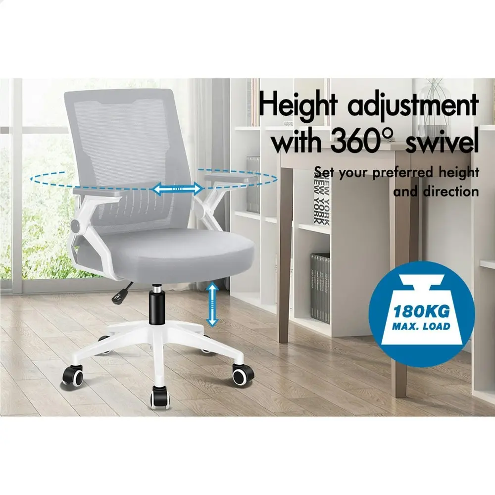 Alfordson Mesh Computer Work Office Chair Grey White