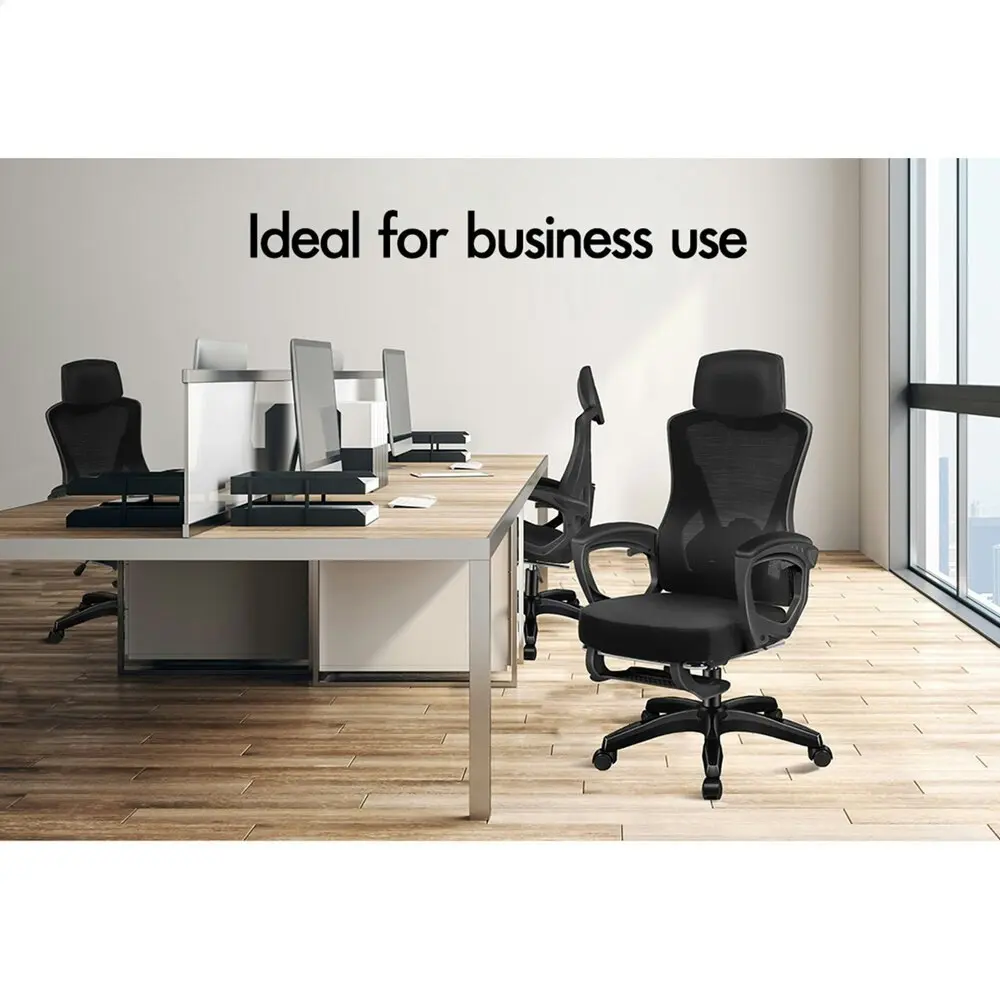 Alfordson Recline Mesh Office Chair with Footrest All Black