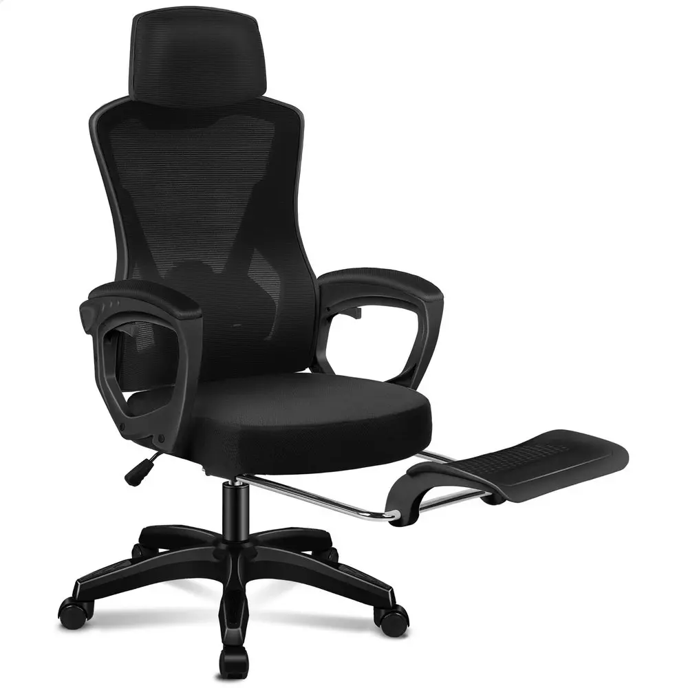 Alfordson Recline Mesh Office Chair with Footrest All Black