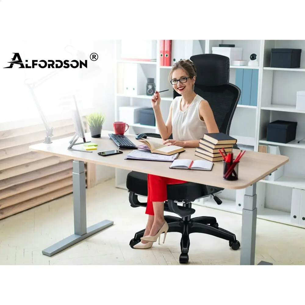 Alfordson Recline Mesh Office Chair with Footrest All Black