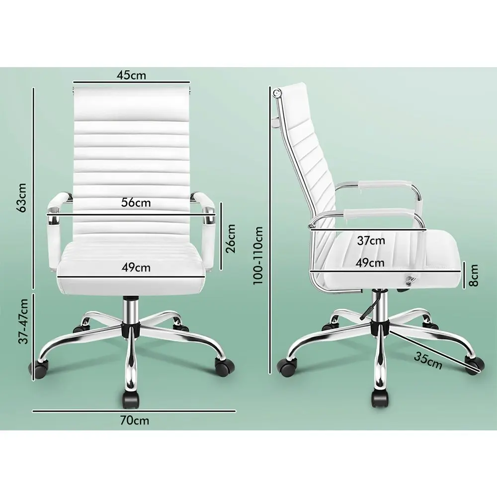 Alfordson High Back Padded PU Leather Office Chair White