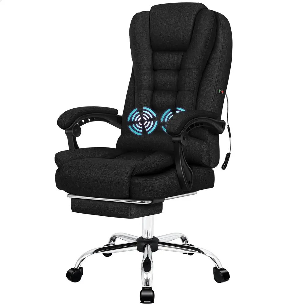 Alfordson Massage Office Chair Executive Fabric Black (with footrest)