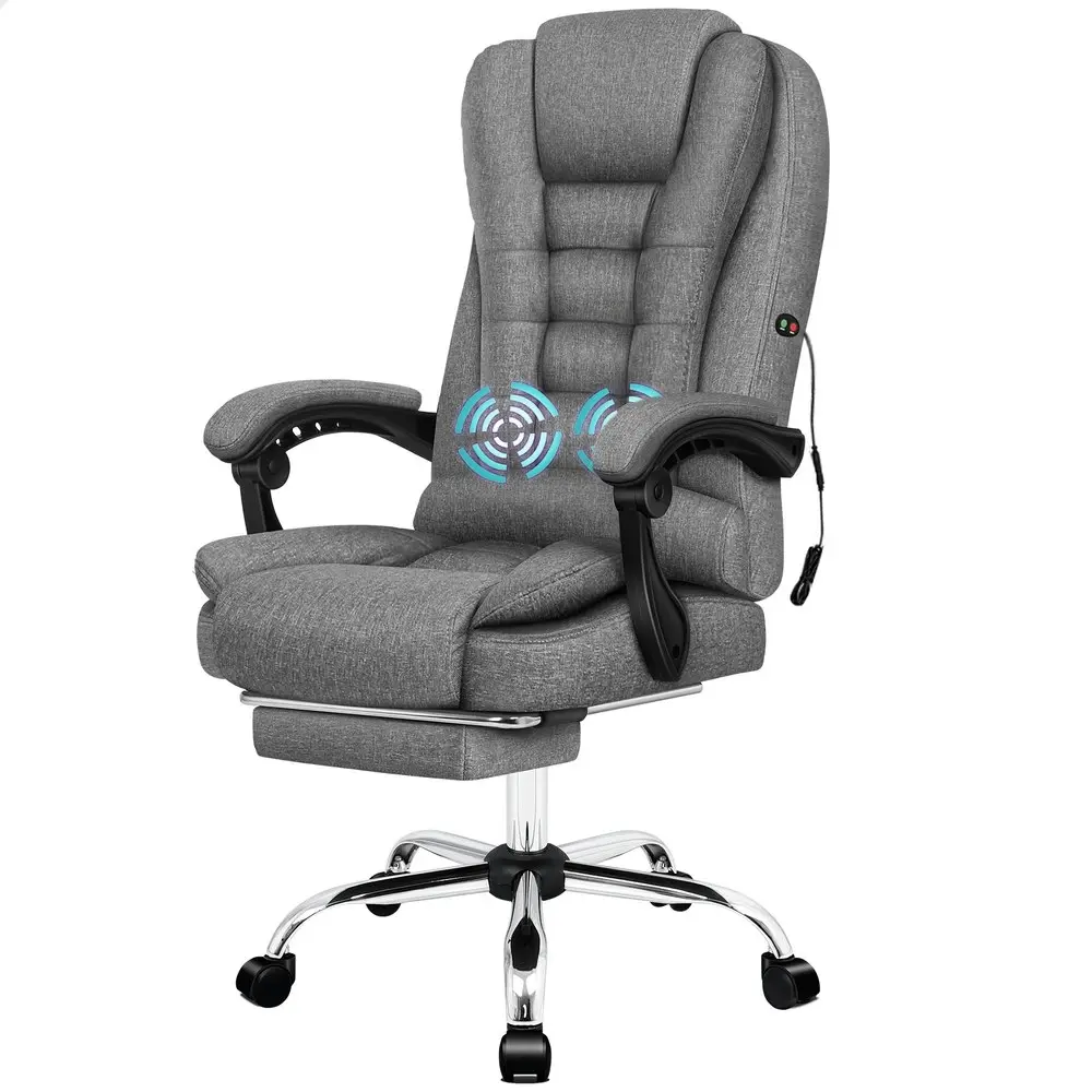 Alfordson Massage Office Chair Executive Fabric Grey (with footrest)