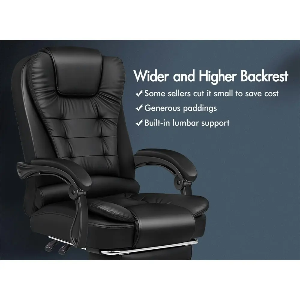 Alfordson Office Chair Executive PU Leather Seat with Footrest Black