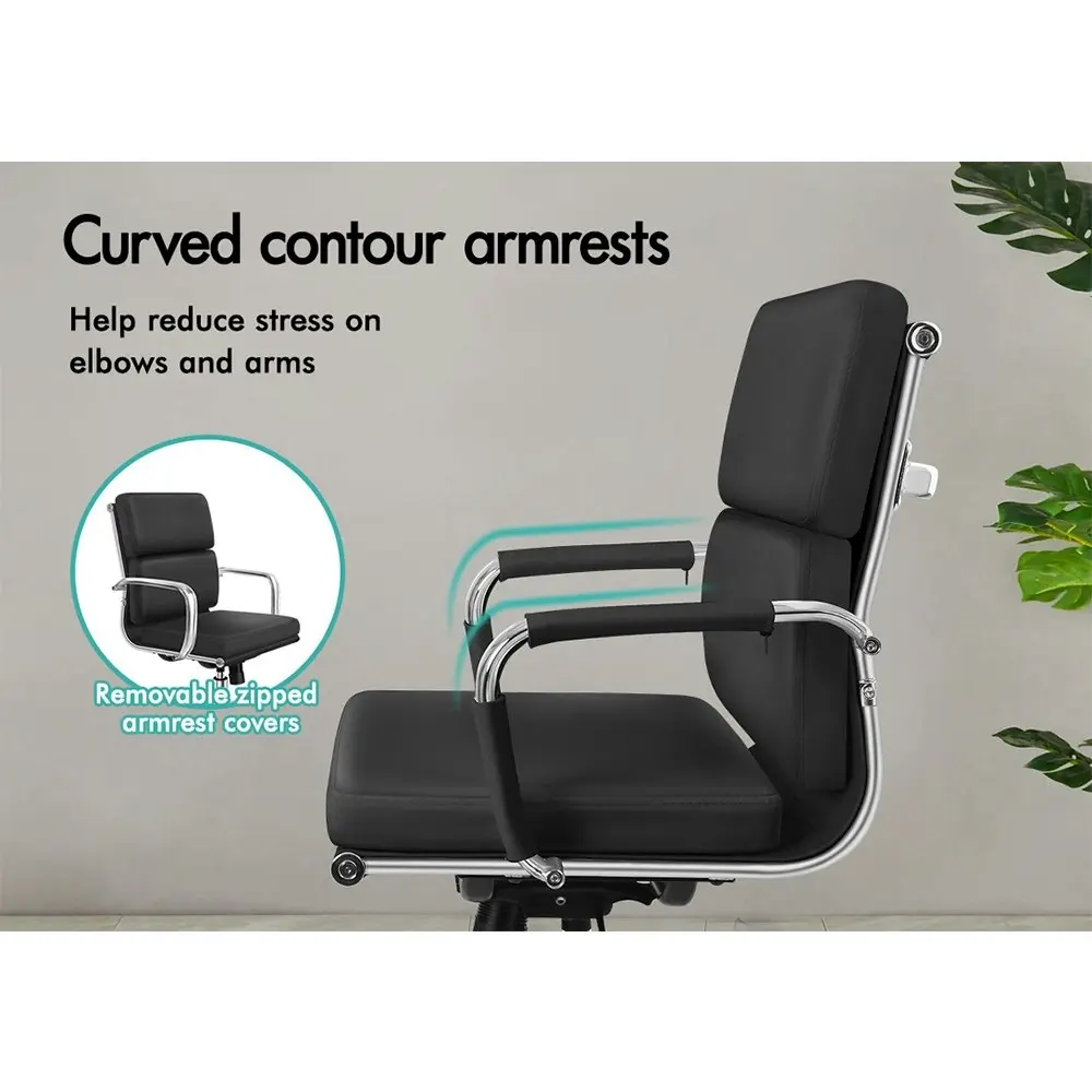 Alfordson Ergonomic Padded Mid Back Executive Office Chair Black