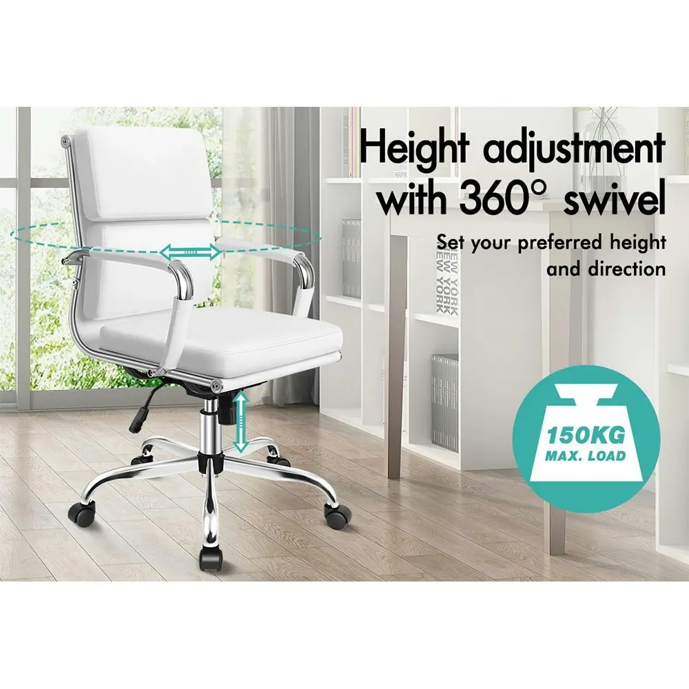 Alfordson Ergonomic Padded Mid Back Executive Office Chair White