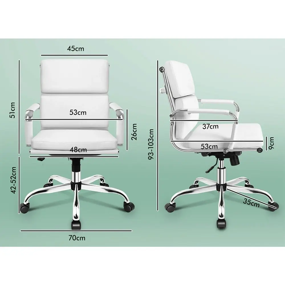 Alfordson Ergonomic Padded Mid Back Executive Office Chair White