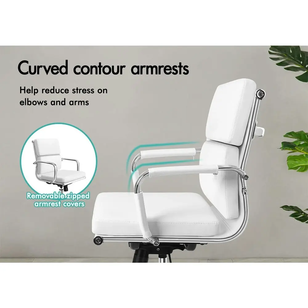 Alfordson Ergonomic Padded Mid Back Executive Office Chair White