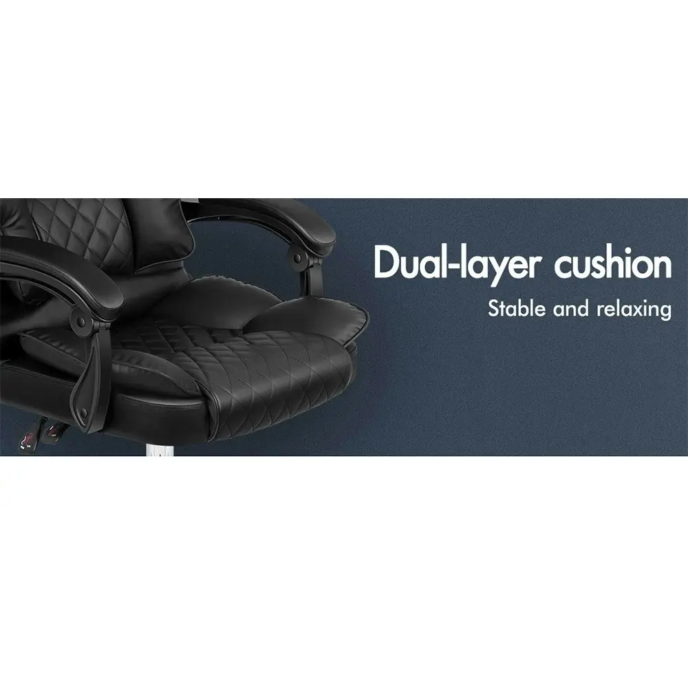 Alfordson Office Chair Deluxe PU Leather Executive - Black (no footrest)