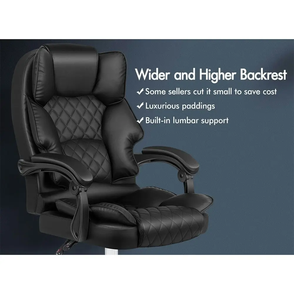 Alfordson Office Chair Deluxe PU Leather Executive - Black (no footrest)