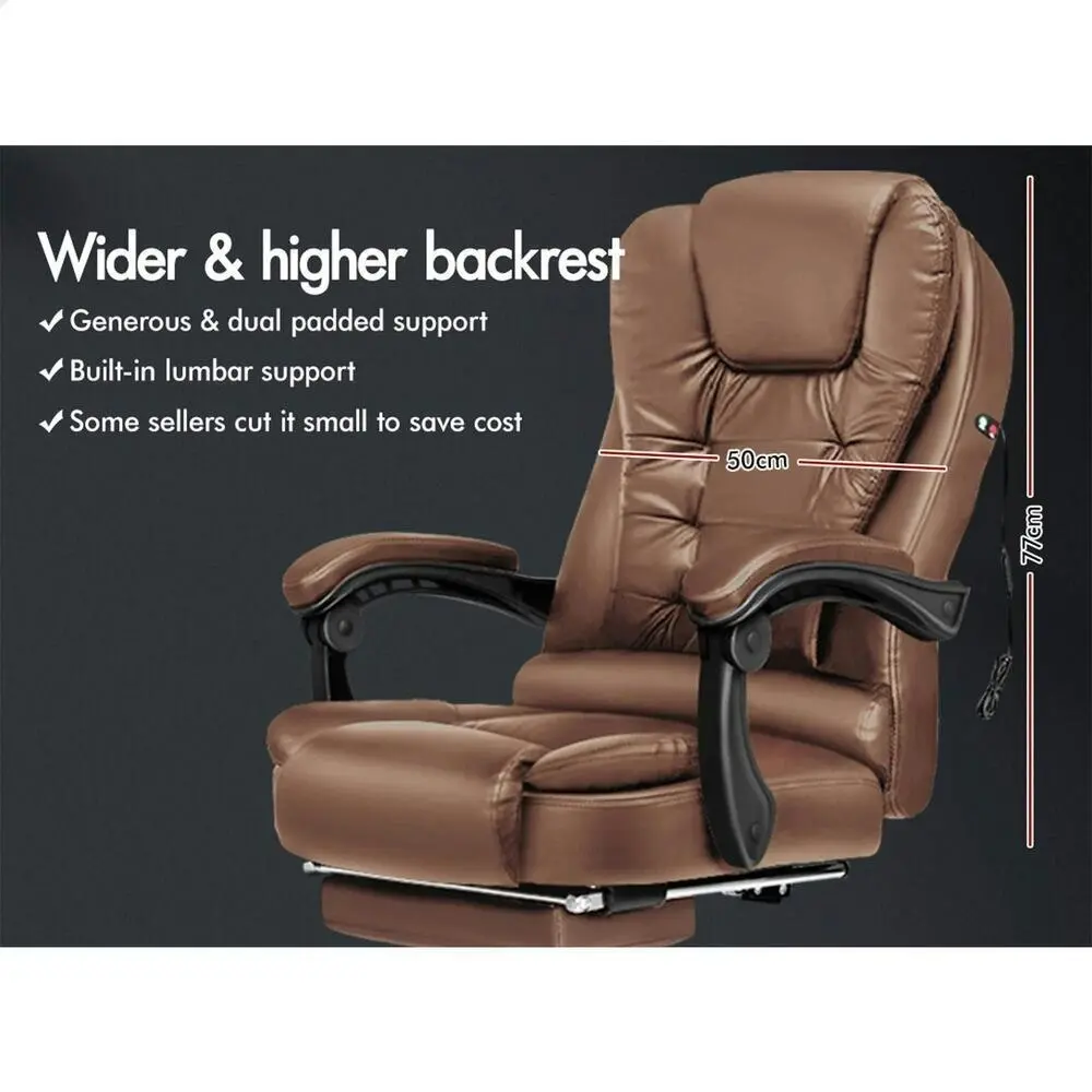 Alfordson Massage Office Chair with Footrest Brown