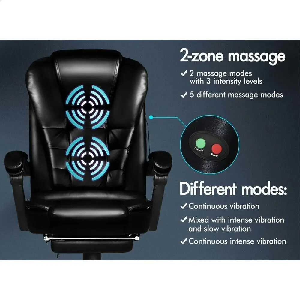 Alfordson Massage Office Chair with Footrest Glossy Black