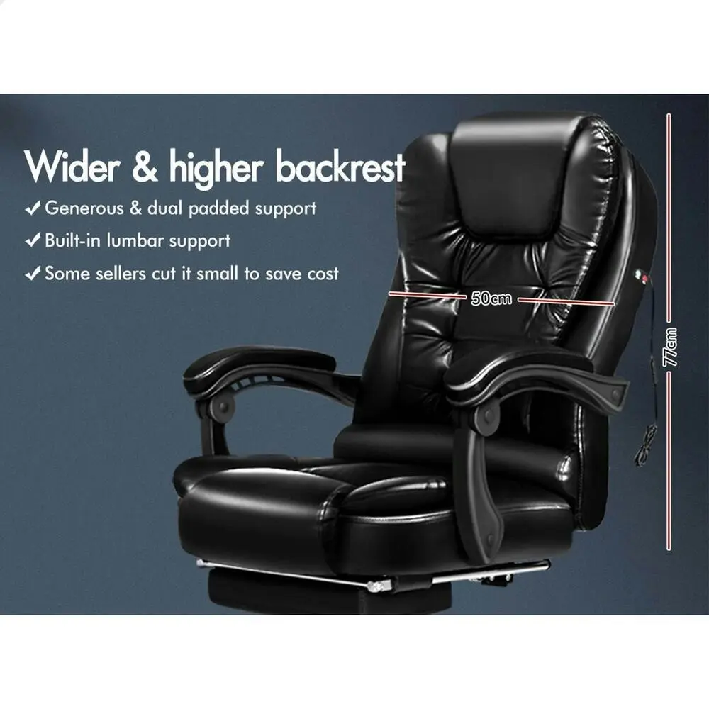 Alfordson Massage Office Chair with Footrest Glossy Black