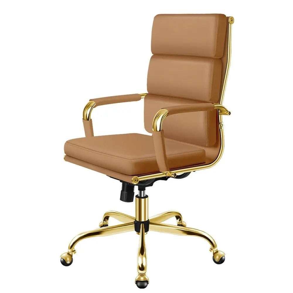 Alfordson Ergonomic Padded High Back Executive Office Chair Gold Brown