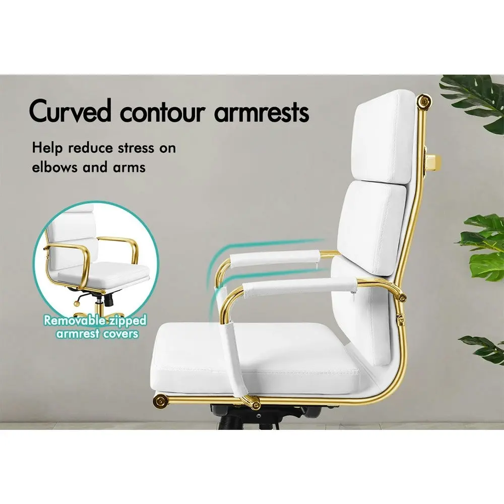 Alfordson Ergonomic Padded High Back Executive Office Chair Gold White