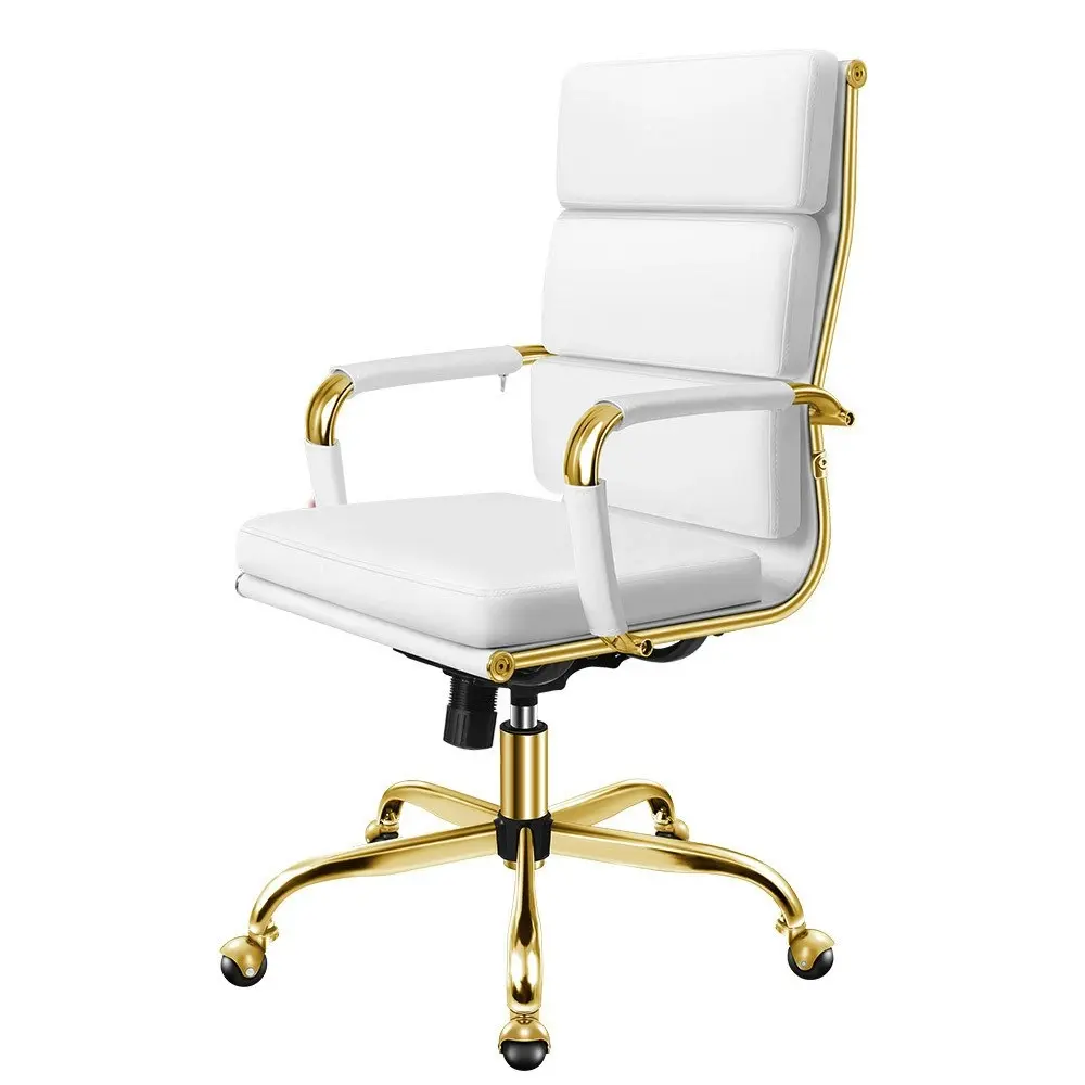 Alfordson Ergonomic Padded High Back Executive Office Chair Gold White