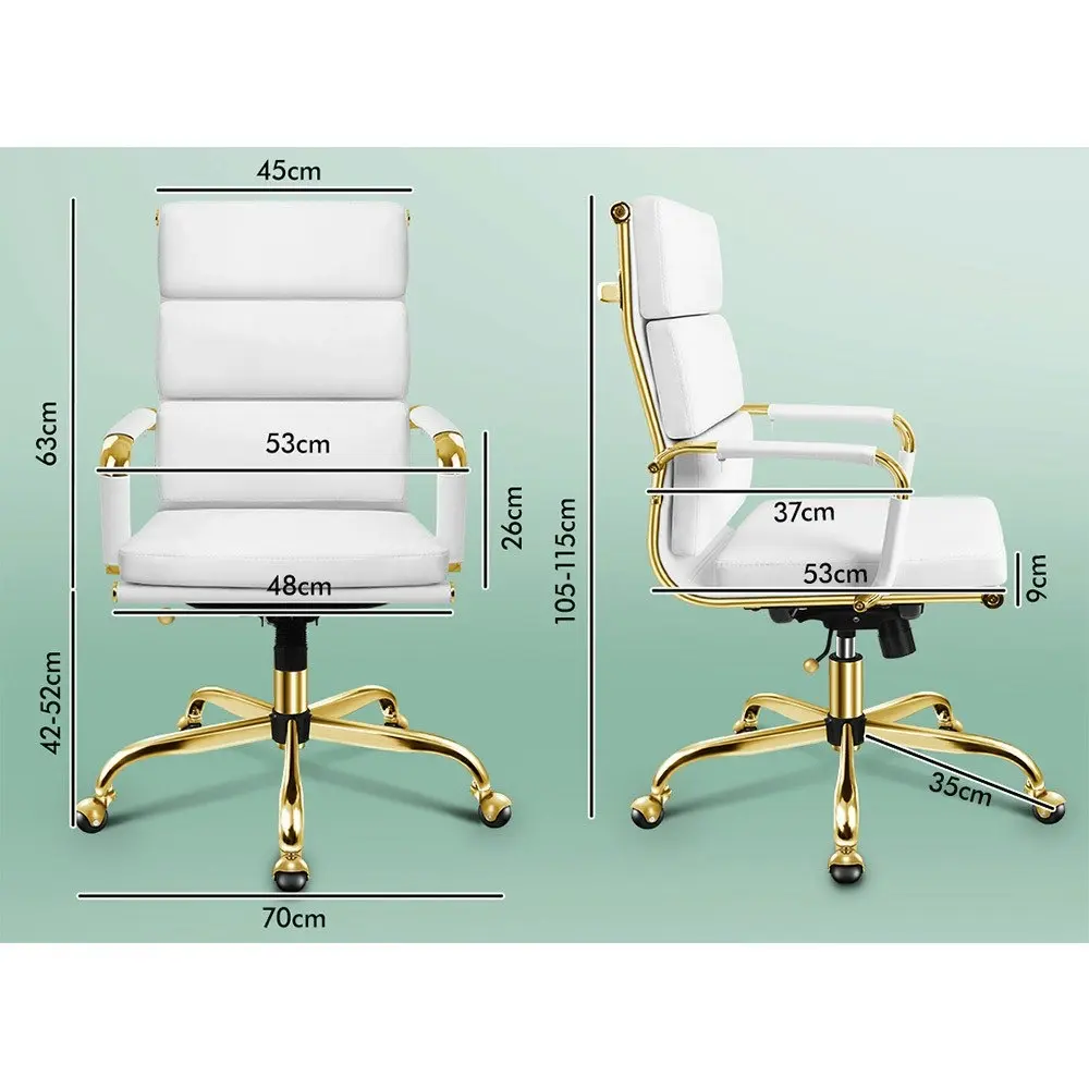 Alfordson Ergonomic Padded High Back Executive Office Chair Gold White