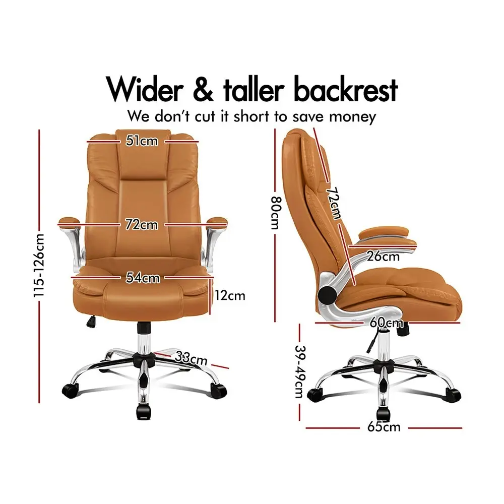 Alfordson Office Chair Executive Leather Seat Brown