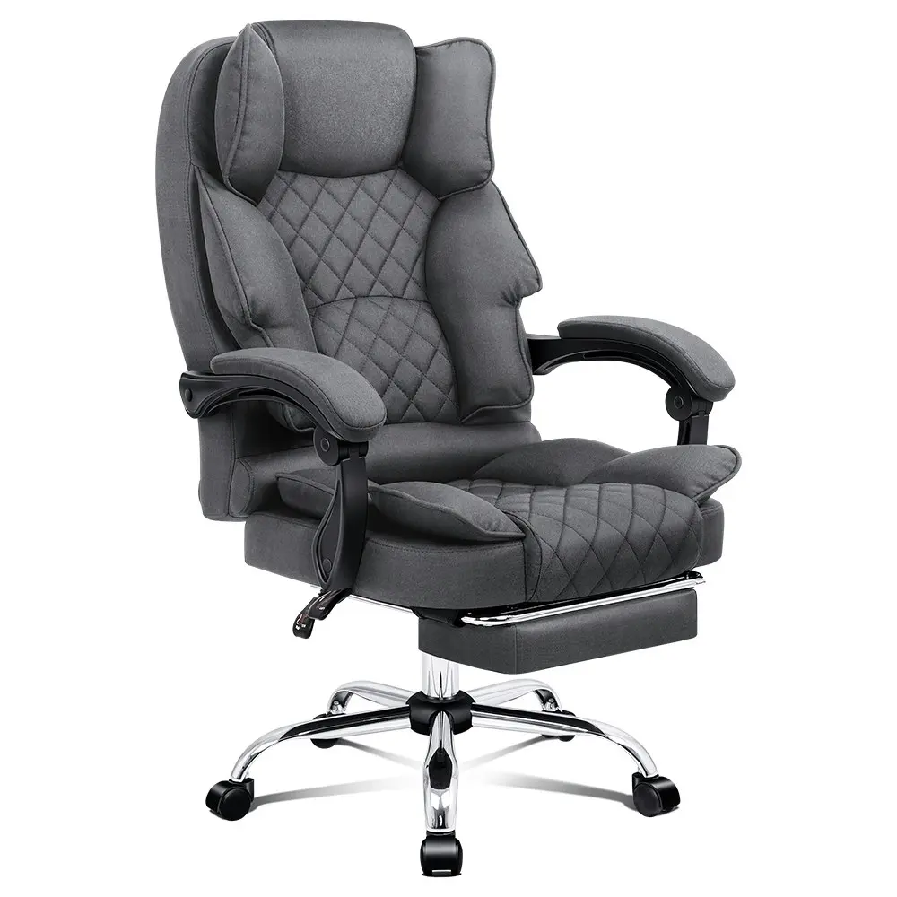 Alfordson Office Chair Deluxe Fabric Executive - Grey (With Footrest)