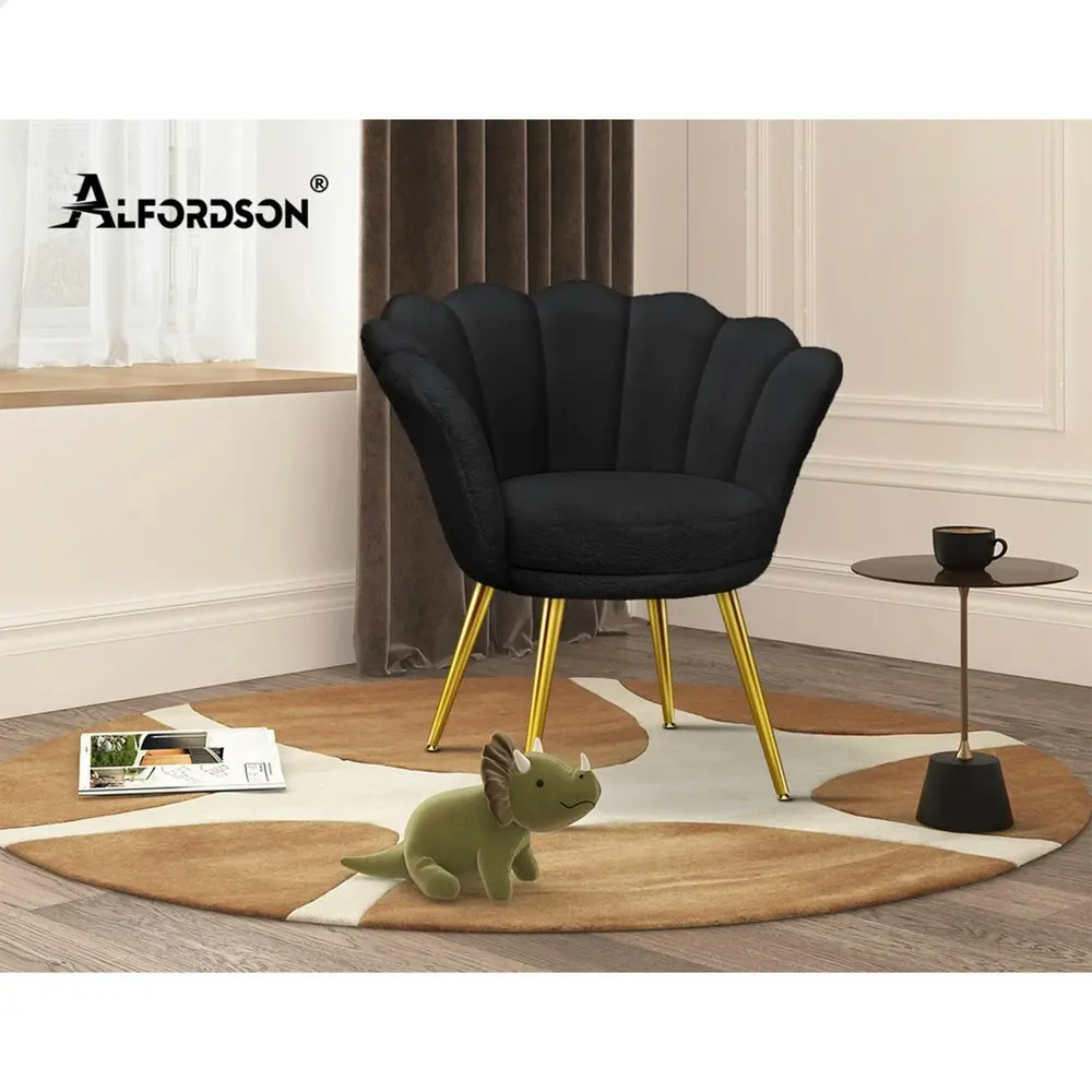 Alfordson Armchair Accent Chair Faux Fur Seat Black