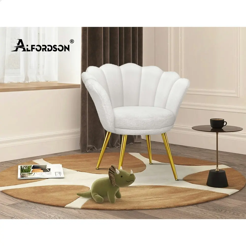 Alfordson Armchair Accent Chair Faux Fur Seat White