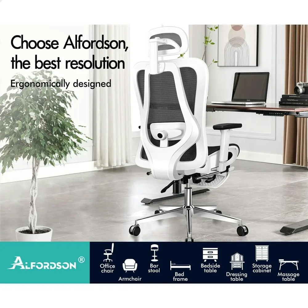 Alfordson Ergonomic Executive Mesh Office Chair White Black