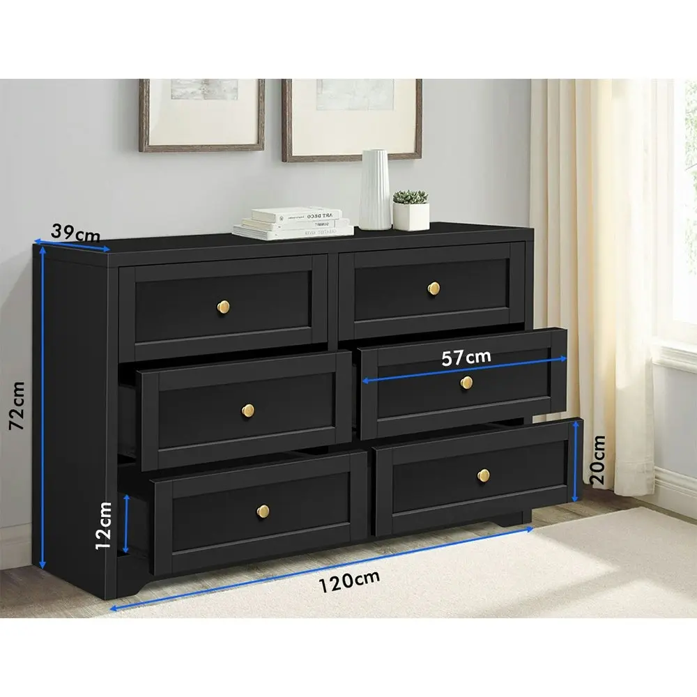 Alfordson 6 Chest of Drawers Hamptons Black