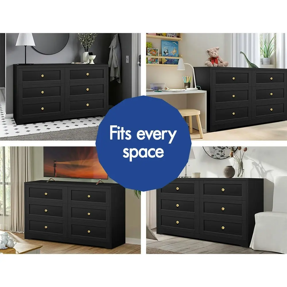 Alfordson 6 Chest of Drawers Hamptons Black