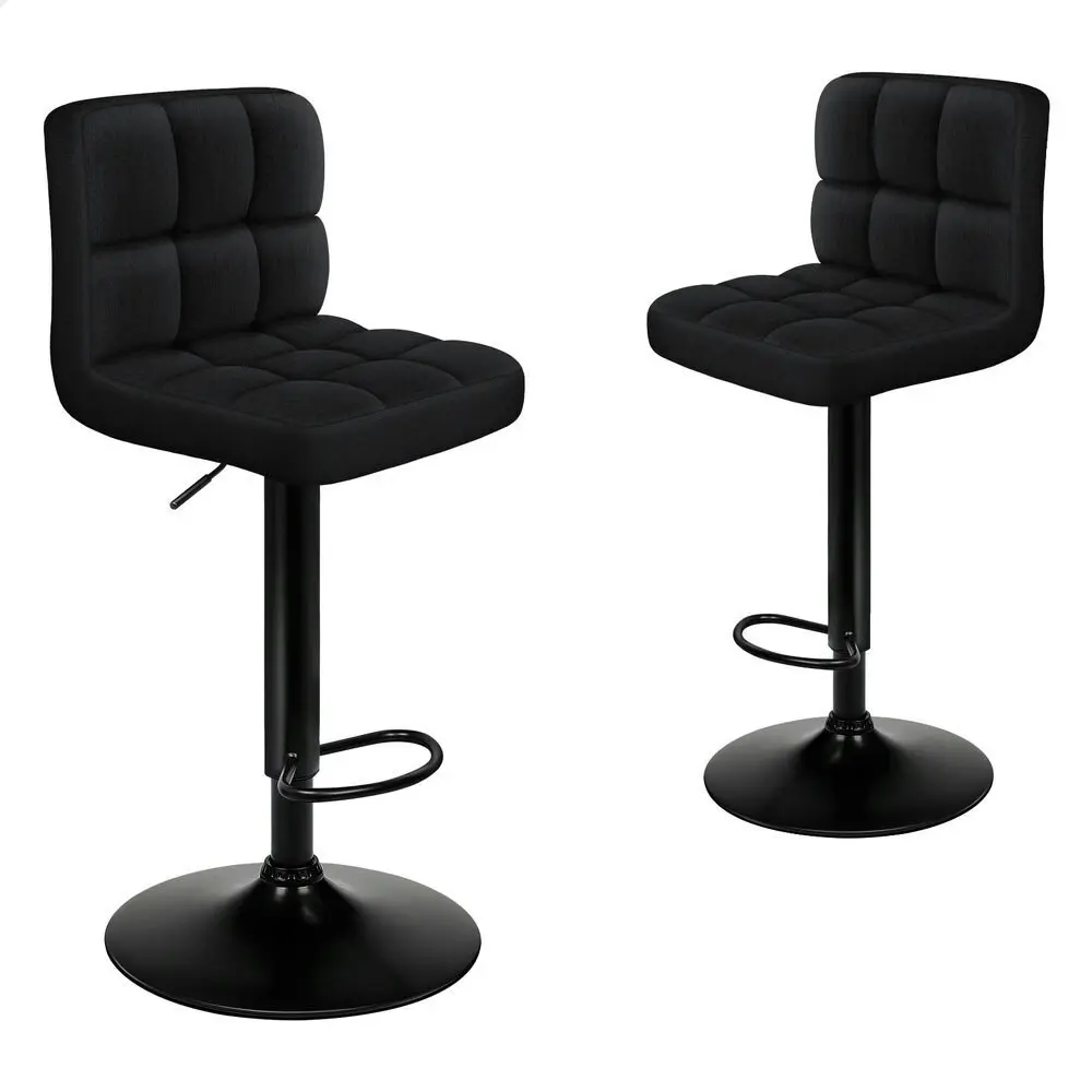 Alfordson Bar Stools L Shape Black Fabric Ralph X2