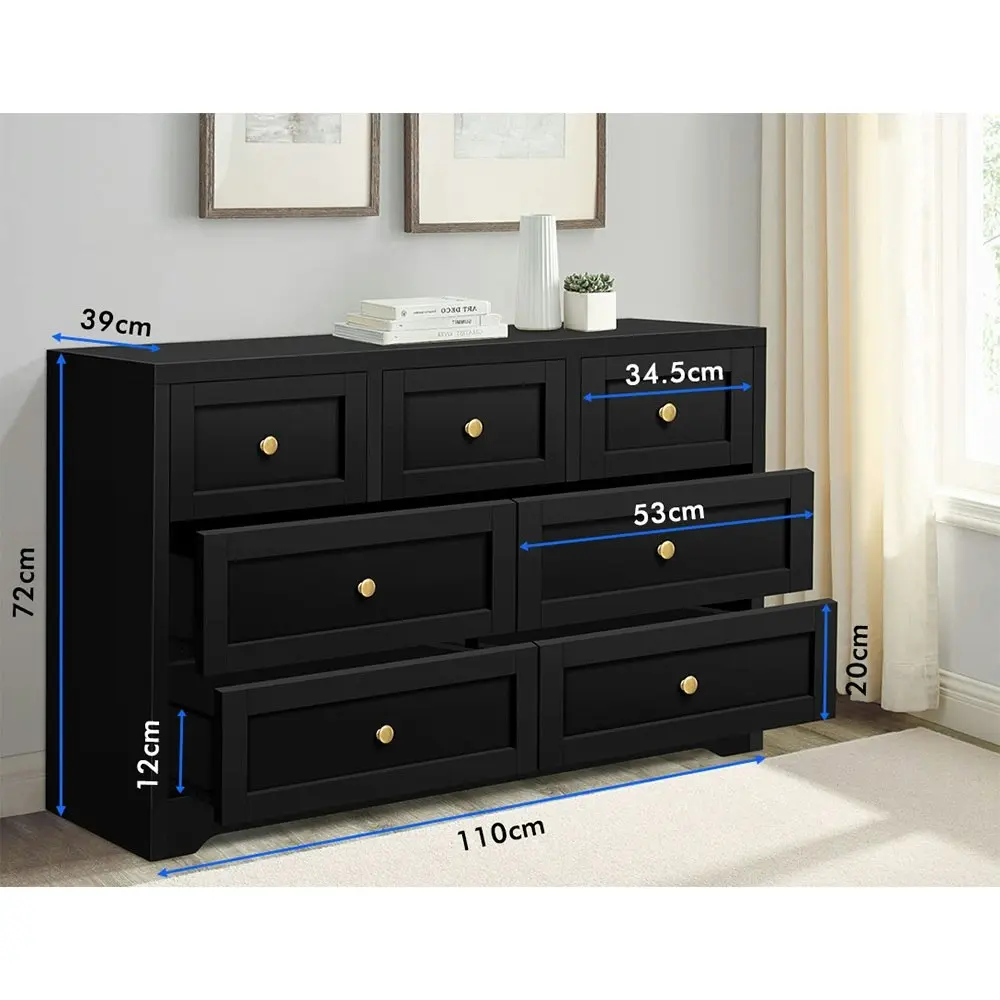 Alfordson 7 Chest of Drawers Hamptons Black