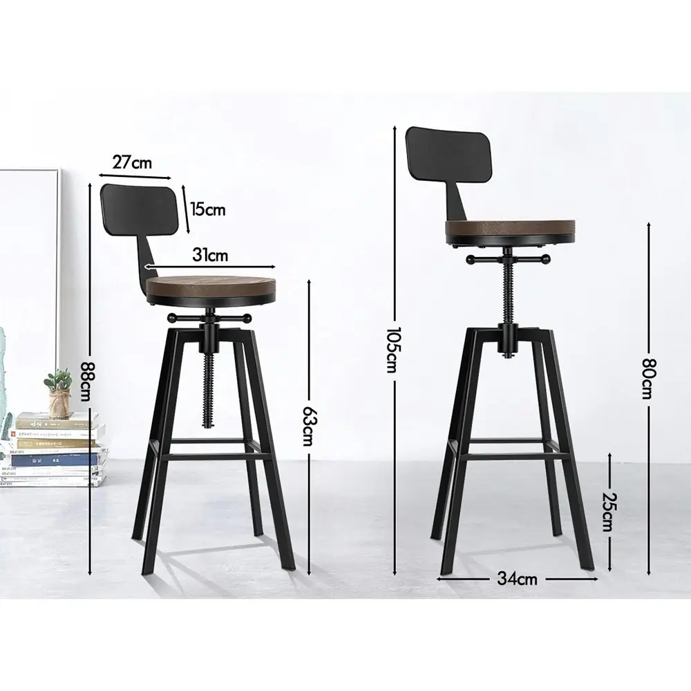 Alfordson 2x Backrest Bar Stool Ezra