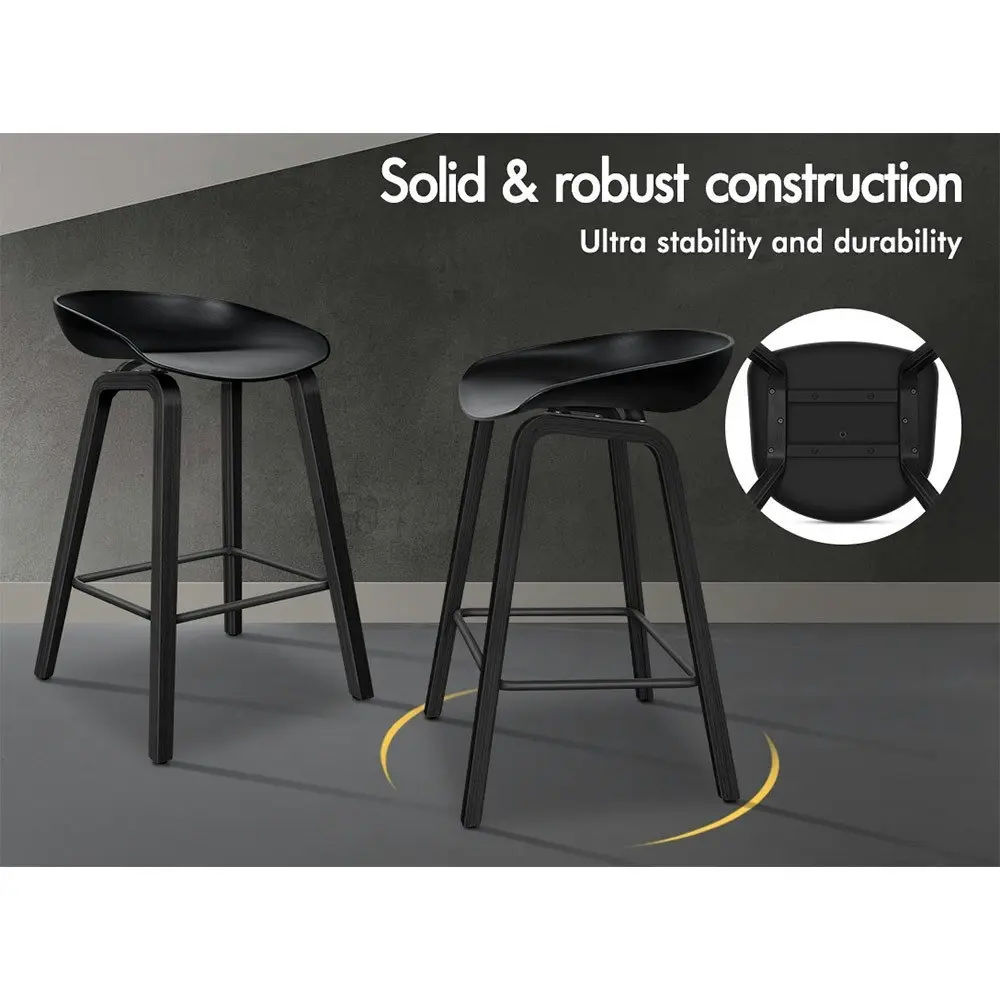 Alfordson Bar Stools Wooden Chairs All Black X4