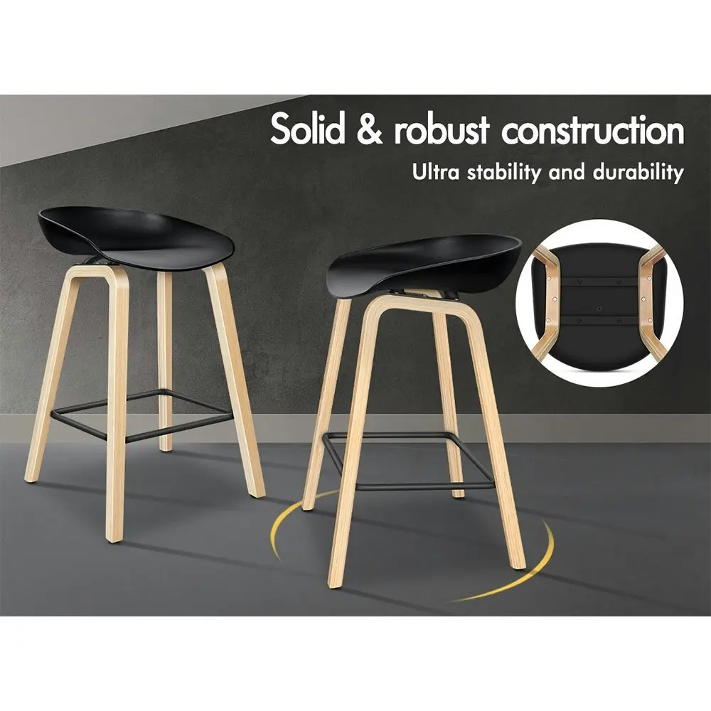 Alfordson Bar Stools Wooden Chairs Black X4