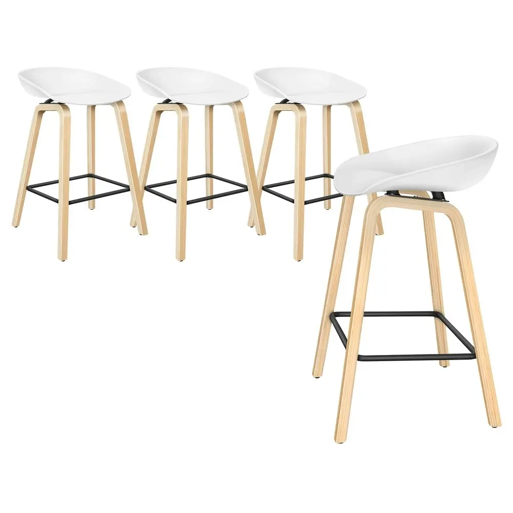 Alfordson Bar Stools Wooden Chairs White X4