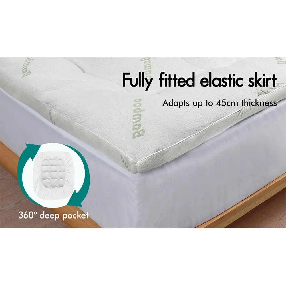 Starry Eucalypt Bamboo Fibre Pillowtop Mattress Topper Queen 7.5cm