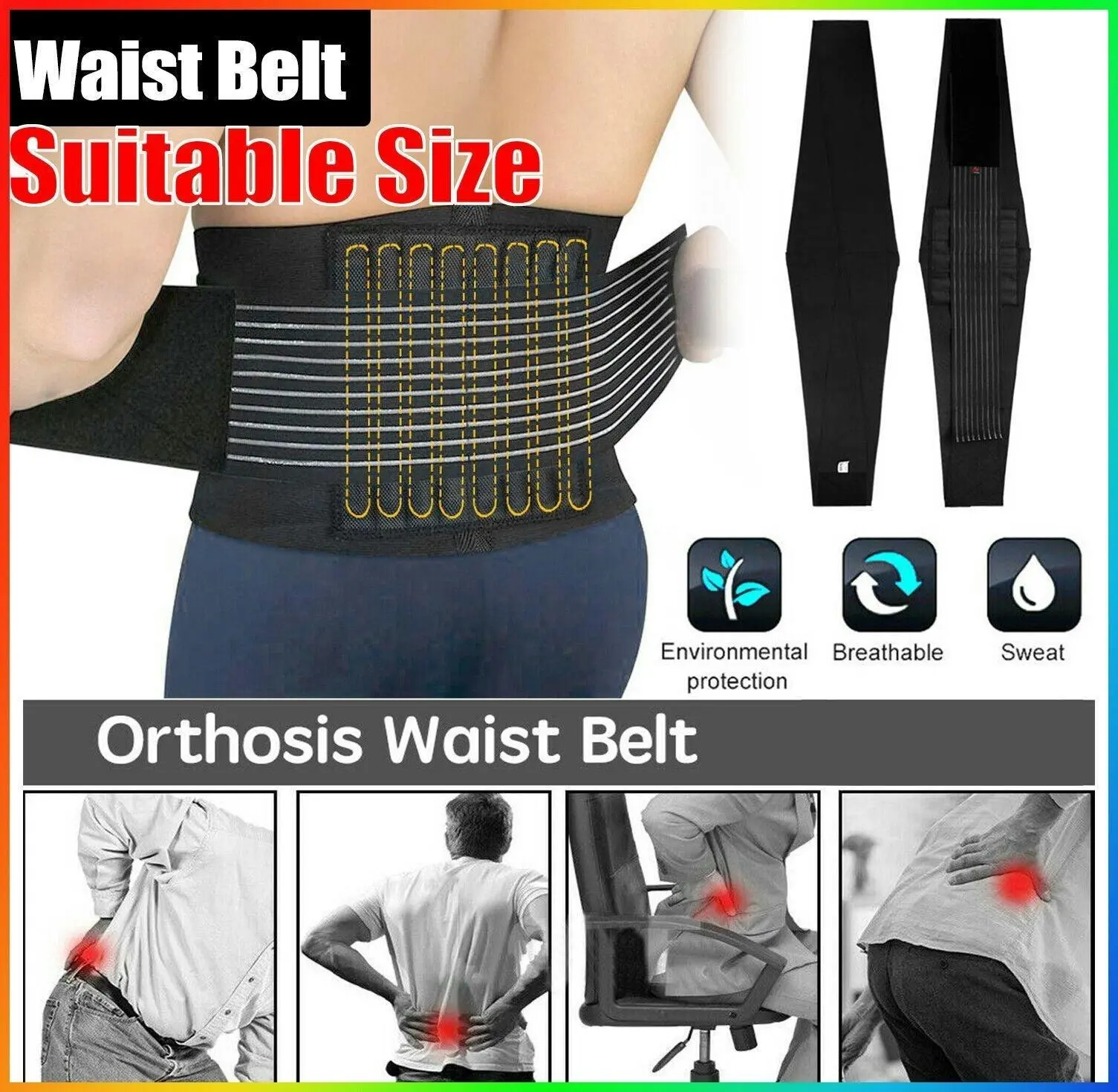 Lumbar Lower Back Support Belt Brace Strap Pain Relief Posture Waist Trimmer Au