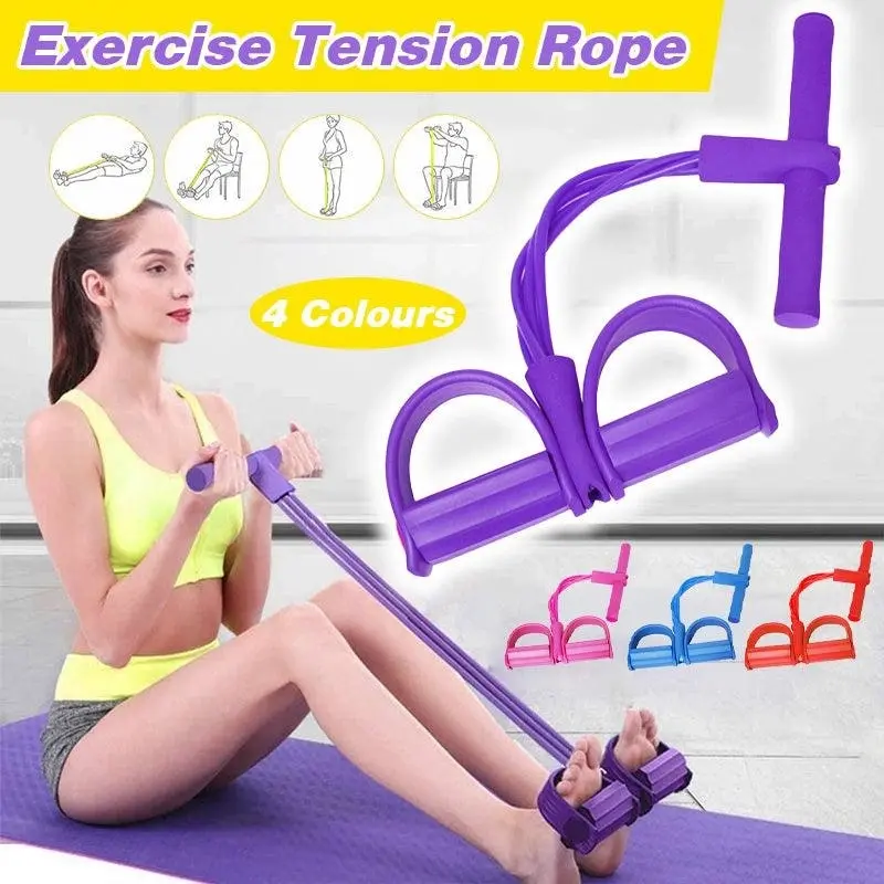 Multi-Function Exercise Tension Rope Foot Pedal Resistance Fitness Pull Bands