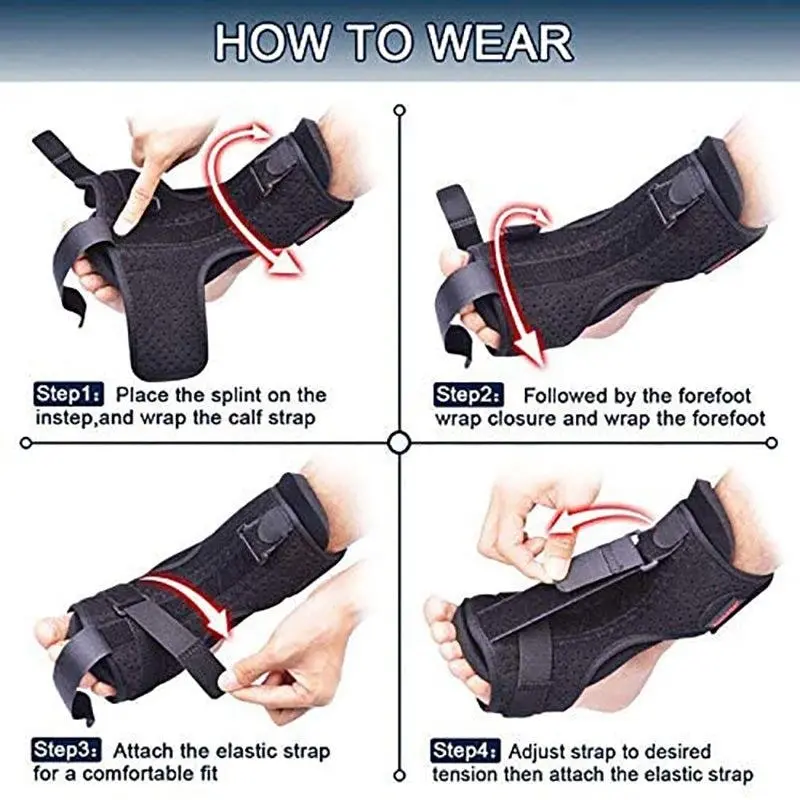 Women Men Adjustable Plantar Fasciitis Night Splint Foot Drop Support Brace Belt