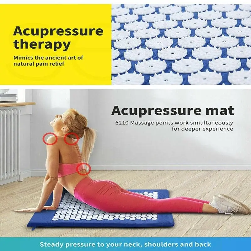 Acupressure Mat Yoga Massage Shakti Sit Lying Mats Pillow Pain Stress Pain Relax