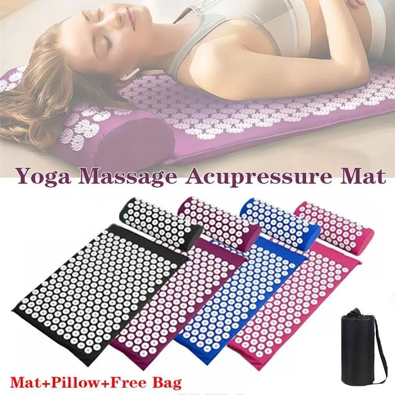 Acupressure Mat Yoga Massage Shakti Sit Lying Mats Pillow Pain Stress Pain Relax