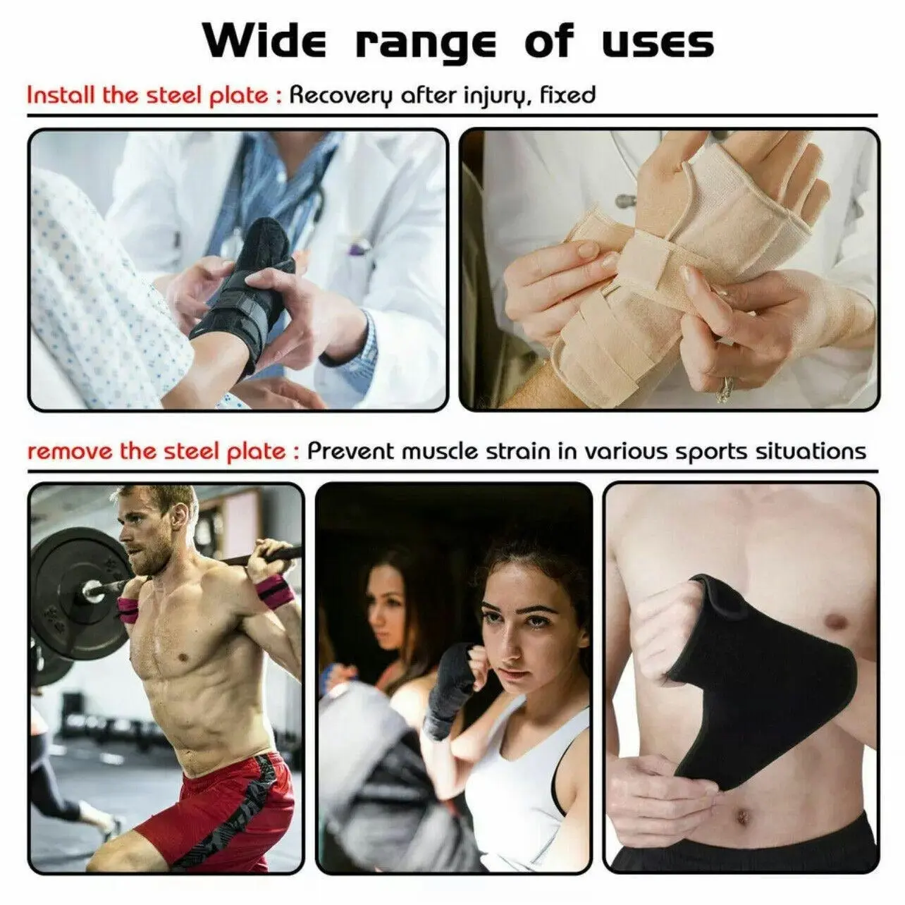 Aolikes Steel Wrist Support Splint Carpal Tunnel Syndrome Sprain Strain Brace