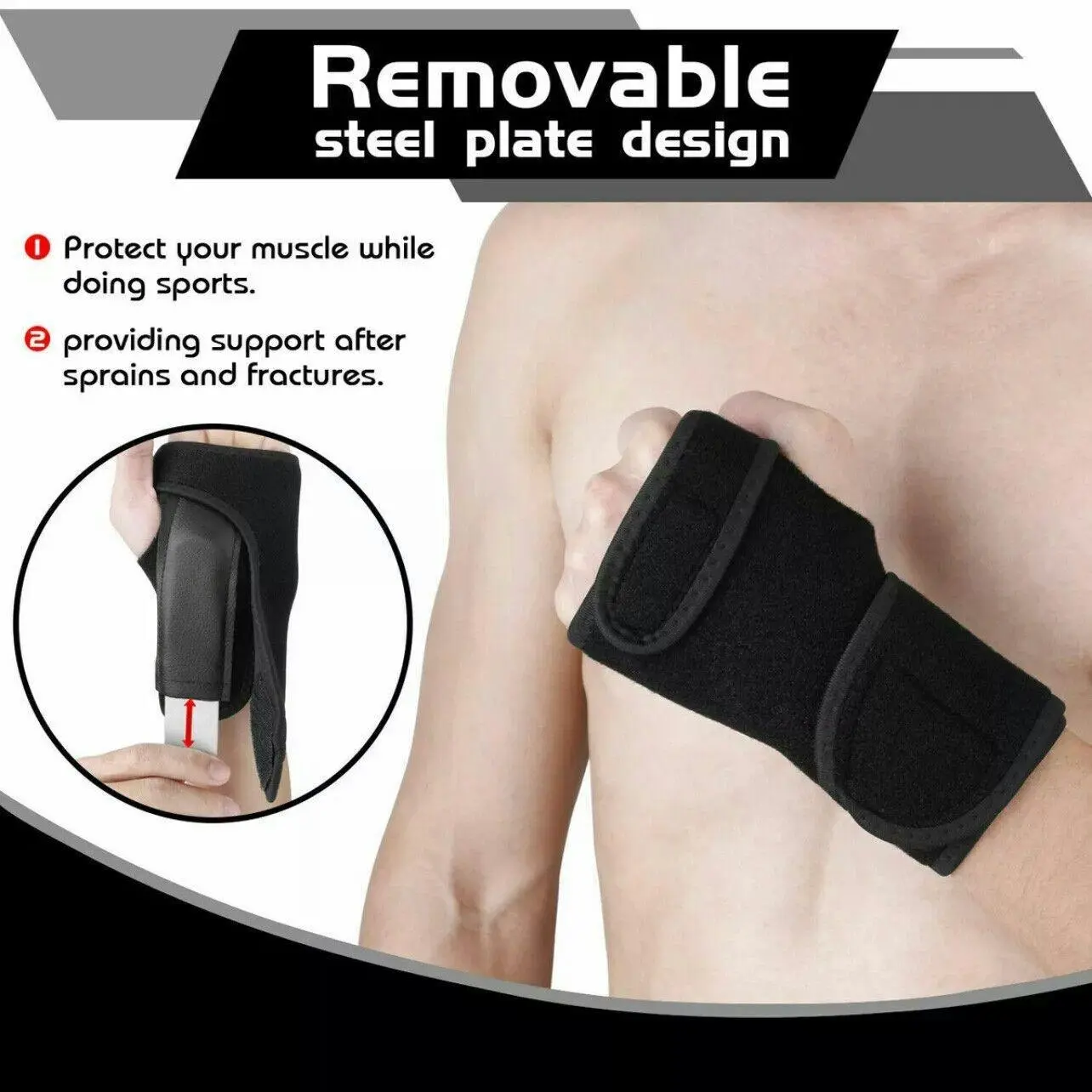 Aolikes Steel Wrist Support Splint Carpal Tunnel Syndrome Sprain Strain Brace