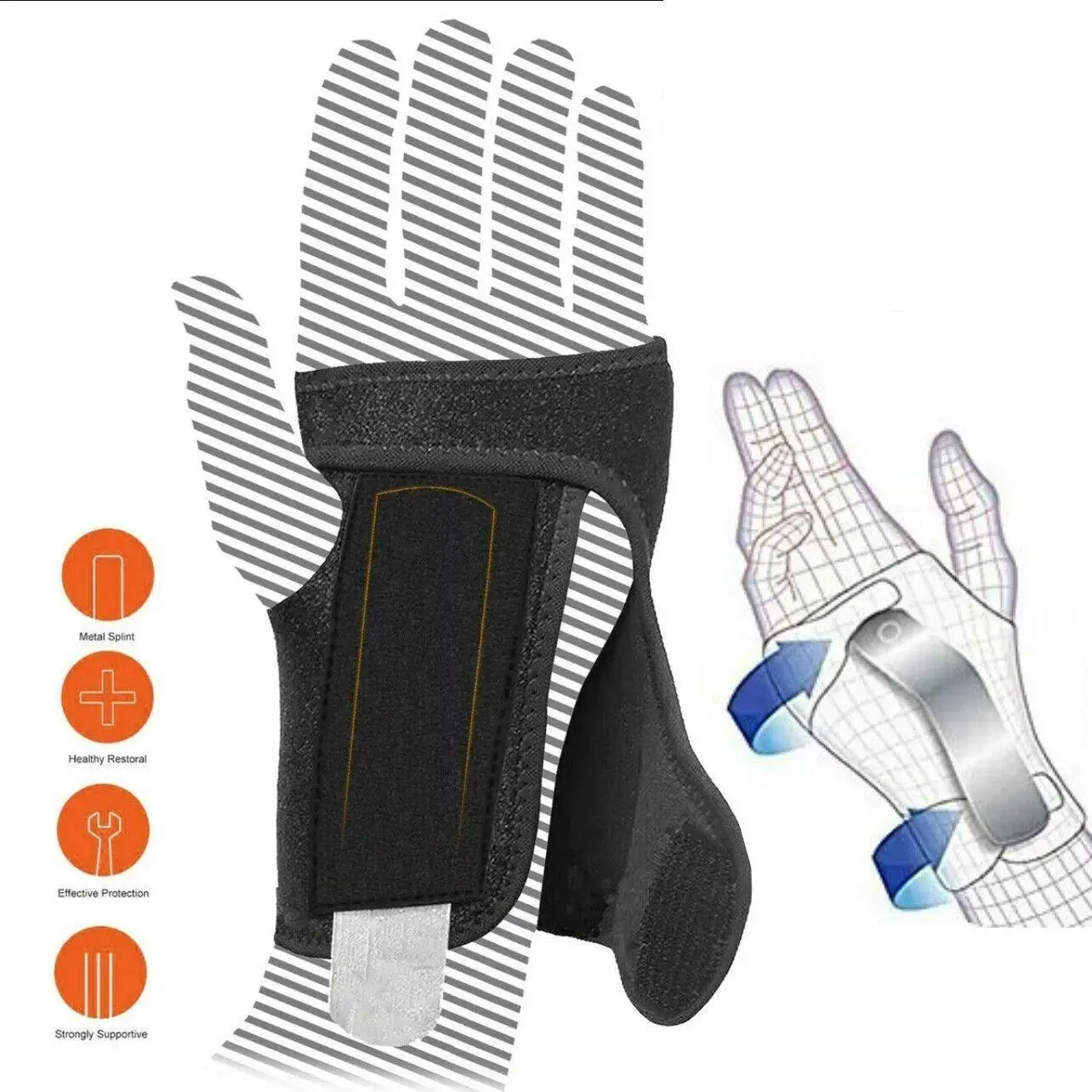 Aolikes Steel Wrist Support Splint Carpal Tunnel Syndrome Sprain Strain Brace