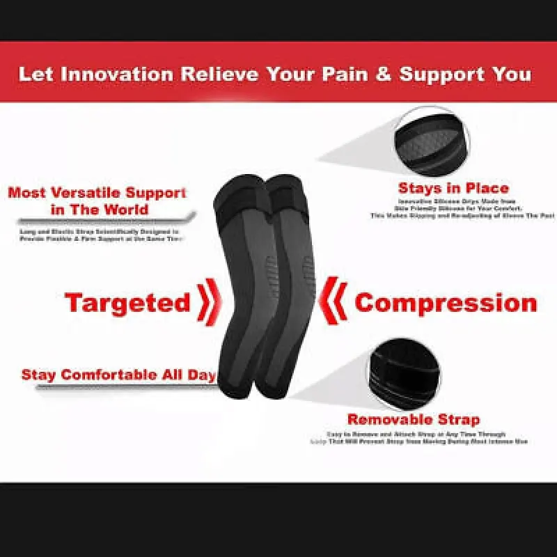 2 PCS Aolikes Knee Compression Sleeve Gym Sports Leg Brace Support Joint Pain Relief