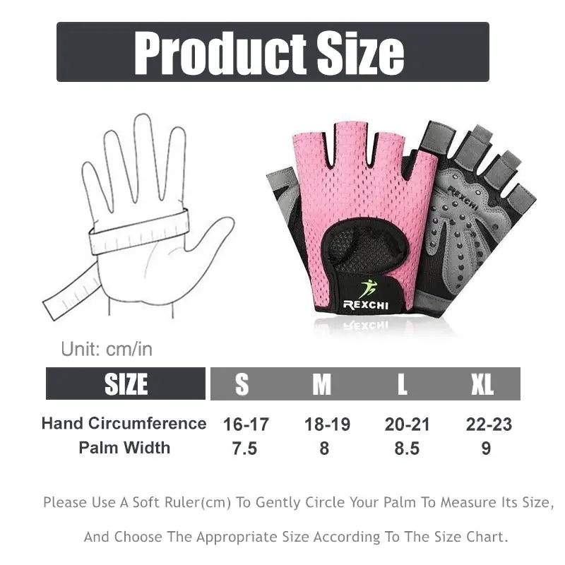 XL Women Fitness Gym Training Gloves Half Finger Gel Weight Lifting Workout Gloves