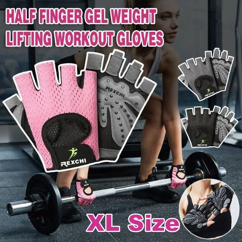 XL Women Fitness Gym Training Gloves Half Finger Gel Weight Lifting Workout Gloves