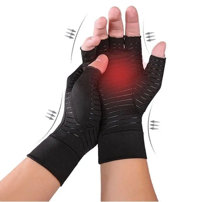 Compression Copper Arthritis Gloves Hand Wrist Brace Finger Pain Relief Support