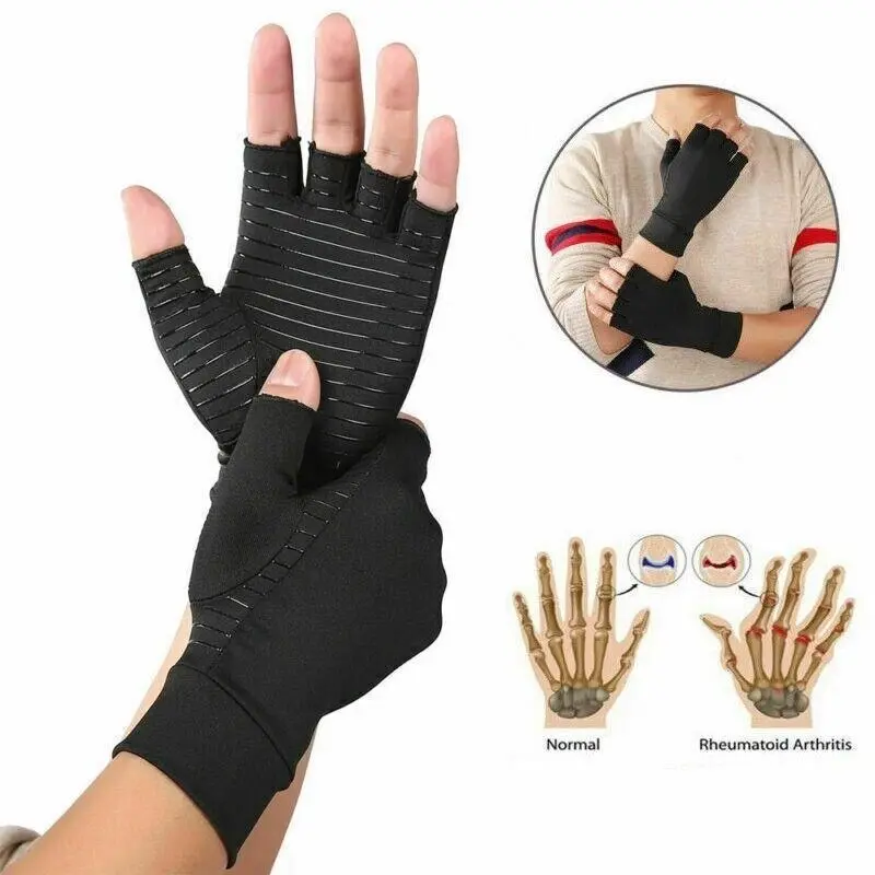 Compression Copper Arthritis Gloves Hand Wrist Brace Finger Pain Relief Support