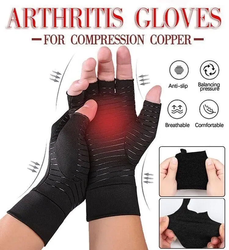 Compression Copper Arthritis Gloves Hand Wrist Brace Finger Pain Relief Support