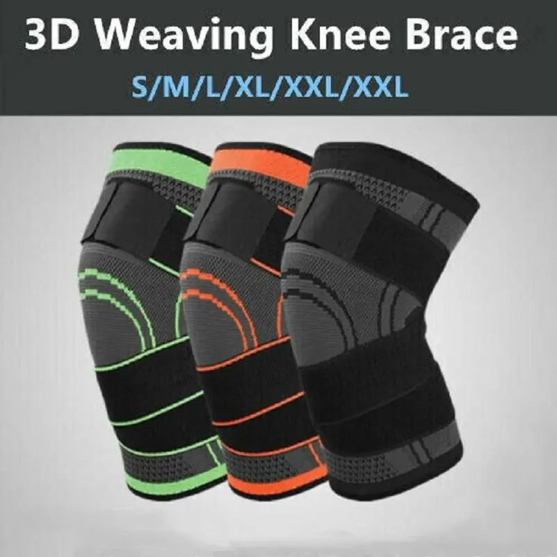 3D Weaving Knee Brace Breathable Sleeve Support Running Jogging Joint Pain Leg Black